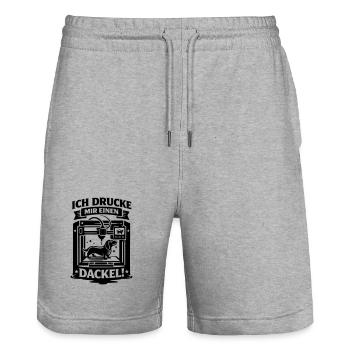 Dackel 3D Drucker Basteln Hund - Stanley/Stella Unisex Bio Joggingshorts Trainer  - Grau meliert - Vorne - Nik (191cm) & Marisol (170cm)