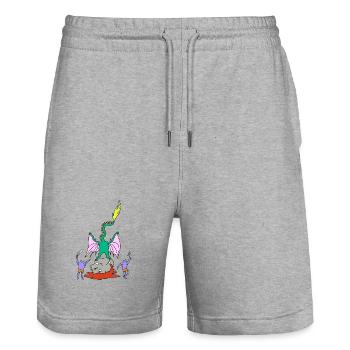Dragon Fighter - Short de jogging bio TRAINER Stanley/Stella unisexe - gris chiné - Devant - Nik (191cm) & Marisol (170cm)