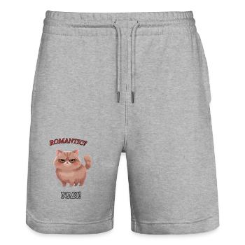 Die Null-Bock-Katze - Stanley/Stella Unisex Bio Joggingshorts Trainer  - Grau meliert - Vorne - Nik (191cm) & Marisol (170cm)