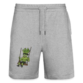 Lustiger Lauch Sellerie Cartoon Schaukeln Spaß - Stanley/Stella Unisex Bio Joggingshorts Trainer  - Grau meliert - Vorne - Nik (191cm) & Marisol (170cm)