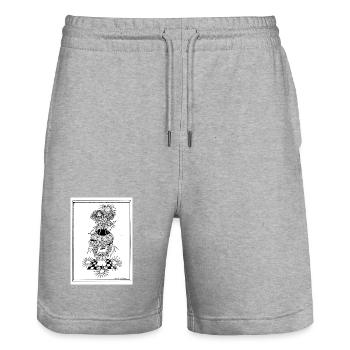 Flower_vase - Short de jogging bio TRAINER Stanley/Stella unisexe - gris chiné - Devant - Nik (191cm) & Marisol (170cm)