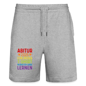 Abitur 2026 T-Shirt Saying Long Learning Abi - Stanley/Stella Trainer Unisex Organic Jogging Shorts - heather grey - Front - Nik (191cm) & Marisol (170cm)