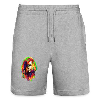 Grunge Your Life Pop Art - Stanley/Stella Trainer Unisex Organic Jogging Shorts - heather grey - Front - Nik (191cm) & Marisol (170cm)
