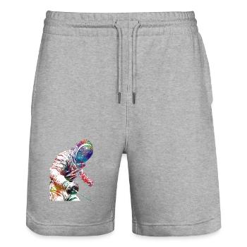 Fencing sport art #fencing #sport - Stanley/Stella Trainer Unisex Organic Jogging Shorts - heather grey - Front - Nik (191cm) & Marisol (170cm)