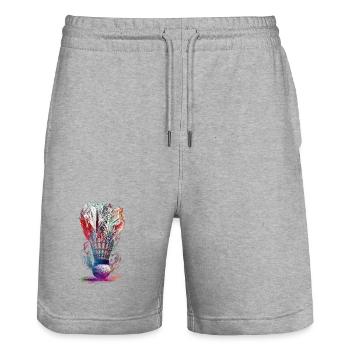 Badminton shuttlecock sport art #badminton - Stanley/Stella Trainer Unisex Organic Jogging Shorts - heather grey - Front - Nik (191cm) & Marisol (170cm)