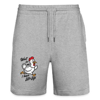 Wait for me I have little legs - Lustiges Huhn - Stanley/Stella Unisex Bio Joggingshorts Trainer  - Grau meliert - Vorne - Nik (191cm) & Marisol (170cm)