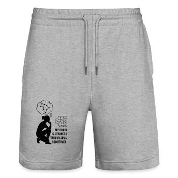 Bouldern wie Schach – Kopf schlägt Kraft - Stanley/Stella Unisex Bio Joggingshorts Trainer  - Grau meliert - Vorne - Nik (191cm) & Marisol (170cm)
