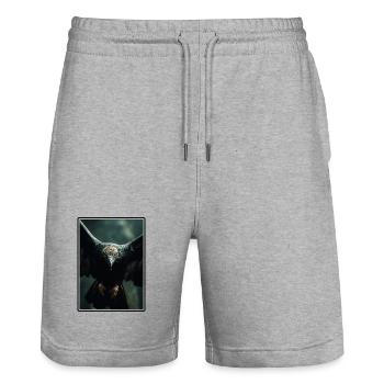 Vulture - Stanley/Stella Trainer Unisex Organic Jogging Shorts - heather grey - Front - Nik (191cm) & Marisol (170cm)