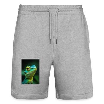 Lizards Lizard - Stanley/Stella Trainer Unisex Organic Jogging Shorts - heather grey - Front - Nik (191cm) & Marisol (170cm)