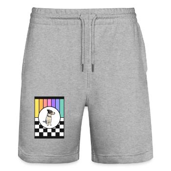 Hund im Regenbogenrahmen - Stanley/Stella Unisex Bio Joggingshorts Trainer  - Grau meliert - Vorne - Nik (191cm) & Marisol (170cm)