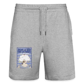 Nuage et tatouages marins - Short de jogging bio TRAINER Stanley/Stella unisexe - gris chiné - Devant - Nik (191cm) & Marisol (170cm)