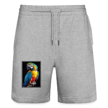 Macaw's Era - Stanley/Stella Trainer Unisex Organic Jogging Shorts - heather grey - Front - Nik (191cm) & Marisol (170cm)
