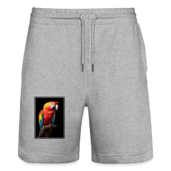 Macaw's Era - Stanley/Stella Trainer Unisex Organic Jogging Shorts - heather grey - Front - Nik (191cm) & Marisol (170cm)