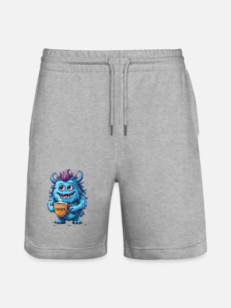 Kaffeemonster - Koffein Zombie - Morgenmuffel - Stanley/Stella Unisex Bio Joggingshorts Trainer - Grau meliert