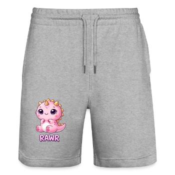 Cute T-Rex Dinosaur Cartoon Chibi Girl - Stanley/Stella Trainer Unisex Organic Jogging Shorts - heather grey - Front - Nik (191cm) & Marisol (170cm)