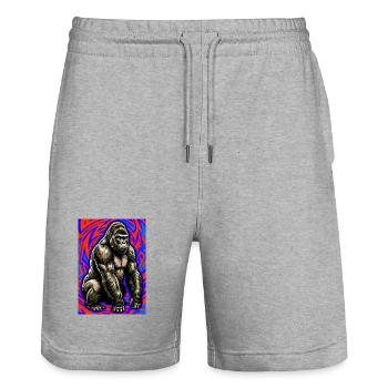 gorille - Short de jogging bio TRAINER Stanley/Stella unisexe - gris chiné - Devant - Nik (191cm) & Marisol (170cm)