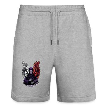 Sensenmann mit Engel und Dämon - Stanley/Stella Unisex Bio Joggingshorts Trainer  - Grau meliert - Vorne - Nik (191cm) & Marisol (170cm)