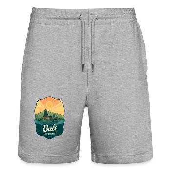 Bali Temple Vintage Sunset Reiseabzeichen - Stanley/Stella Unisex Bio Joggingshorts Trainer  - Grau meliert - Vorne - Nik (191cm) & Marisol (170cm)