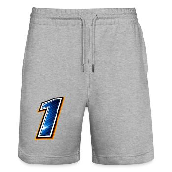 Numéro 1 Maillot de football Design sportif minimaliste - Short de jogging bio TRAINER Stanley/Stella unisexe - gris chiné - Devant - Nik (191cm) & Marisol (170cm)