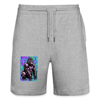 gorille - Short de jogging bio TRAINER Stanley/Stella unisexe - gris chiné - Devant - Nik (191cm) & Marisol (170cm)