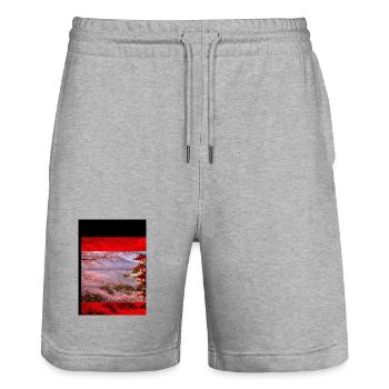 Kirschblütenpagode Szene - Stanley/Stella Unisex Bio Joggingshorts Trainer  - Grau meliert - Vorne - Nik (191cm) & Marisol (170cm)