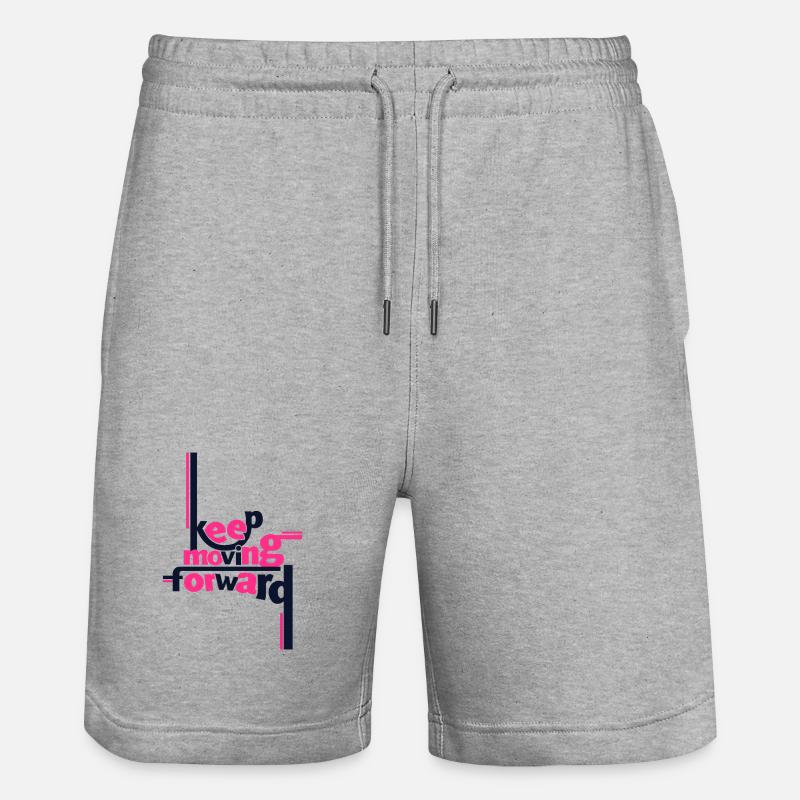 Keep Moving Forward Pink Statement Shirt - Stanley/Stella Trainer Unisex Organic Jogging Shorts - heather grey