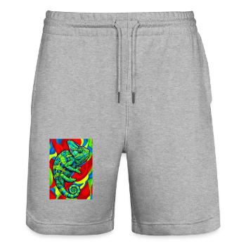Chamäleon - Stanley/Stella Unisex Bio Joggingshorts Trainer  - Grau meliert - Vorne - Nik (191cm) & Marisol (170cm)