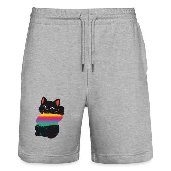 Süße Katze Regenbogen Splash Silhouette  - Stanley/Stella Unisex Bio Joggingshorts Trainer  - Grau meliert - Vorne - Nik (191cm) & Marisol (170cm)