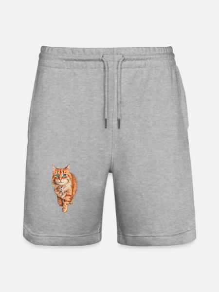 Blue-Eyed Orange Cat - Stanley/Stella Trainer Unisex Organic Jogging Shorts - heather grey