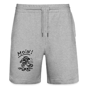 Moin stupid seagull funny seagull sea vacation beach - Stanley/Stella Trainer Unisex Organic Jogging Shorts - heather grey - Front - Nik (191cm) & Marisol (170cm)