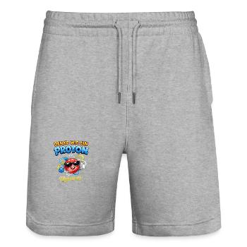 Denke Wie Ein Proton – Bleib Positiv - Stanley/Stella Unisex Bio Joggingshorts Trainer  - Grau meliert - Vorne - Nik (191cm) & Marisol (170cm)