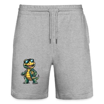 Dinosaur T-Rex Comic Holiday - Short de jogging bio TRAINER Stanley/Stella unisexe - gris chiné - Devant - Nik (191cm) & Marisol (170cm)