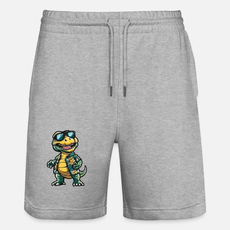 Dinosaurier T-Rex Comic Urlaub - Stanley/Stella Unisex Bio Joggingshorts Trainer  - Grau meliert