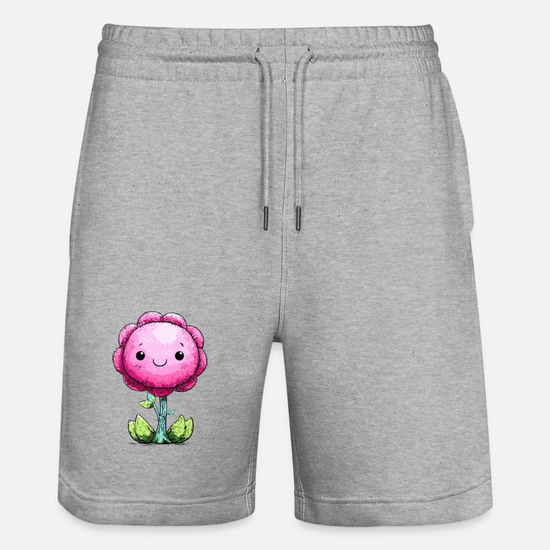 Visage de fleur rose câlin - Short de jogging bio TRAINER Stanley/Stella unisexe - gris chiné