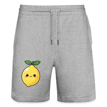 Kawaii Lemon Gift - Stanley/Stella Trainer Unisex Organic Jogging Shorts - heather grey - Front - Nik (191cm) & Marisol (170cm)