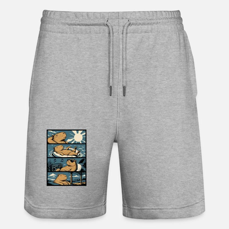 Chill Capybara Pool Vibes - Stanley/Stella Unisex Bio Joggingshorts Trainer  - Grau meliert