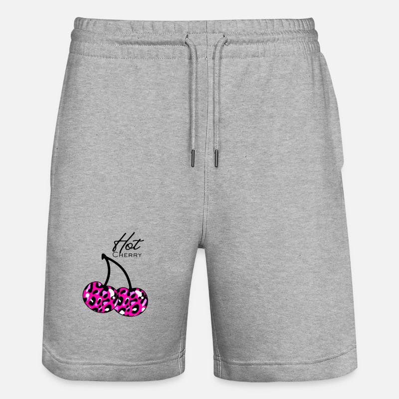 Pink leopard pattern cherry - Stanley/Stella Trainer Unisex Organic Jogging Shorts - heather grey