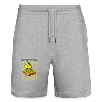 Avocado-Charme auf Guacamole-Toast - Stanley/Stella Unisex Bio Joggingshorts Trainer  - Grau meliert - Vorne - Nik (191cm) & Marisol (170cm)