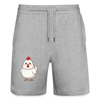 Huhn, Hühner, Bauern, Landwirtschaft Geschenk  - Stanley/Stella Unisex Bio Joggingshorts Trainer  - Grau meliert - Vorne - Nik (191cm) & Marisol (170cm)