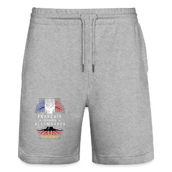 Francais De Racines Allemandes T-Shirt Cadeau H... - Short de jogging bio TRAINER Stanley/Stella unisexe - gris chiné - Devant - Nik (191cm) & Marisol (170cm)