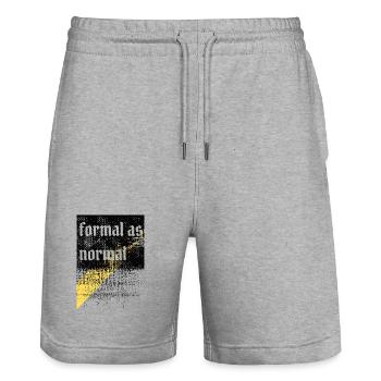 Design ironique antiformel et grunge - Short de jogging bio TRAINER Stanley/Stella unisexe - gris chiné - Devant - Nik (191cm) & Marisol (170cm)