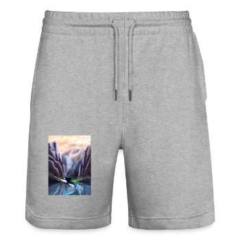 Orca jumping in mountain valley - Stanley/Stella Trainer Unisex Organic Jogging Shorts - heather grey - Front - Nik (191cm) & Marisol (170cm)