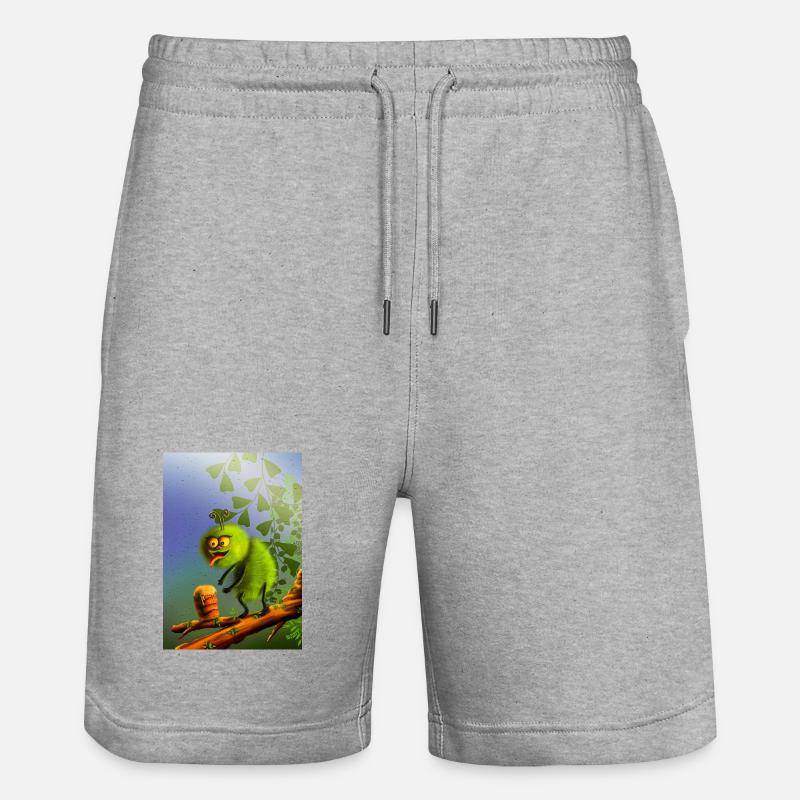 Monstre grimpeur vert drôle - Short de jogging bio TRAINER Stanley/Stella unisexe - gris chiné
