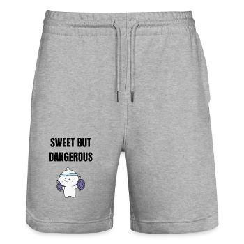 Süß, aber gefährlich - Doux mais dangereux - Short de jogging bio TRAINER Stanley/Stella unisexe - gris chiné - Devant - Nik (191cm) & Marisol (170cm)
