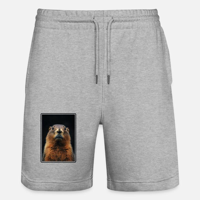 Murmeltiere Murmeltier - Stanley/Stella Unisex Bio Joggingshorts Trainer - Grau meliert
