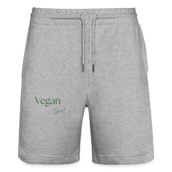 Fille Vegan. - Short de jogging bio TRAINER Stanley/Stella unisexe - gris chiné - Devant - Nik (191cm) & Marisol (170cm)