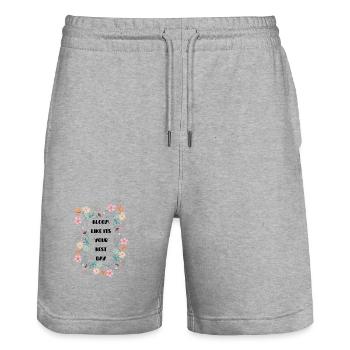 Pastel flower wreath - Stanley/Stella Trainer Unisex Organic Jogging Shorts - heather grey - Front - Nik (191cm) & Marisol (170cm)