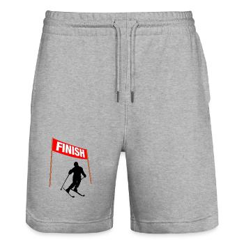 Ski Finish Line - Stanley/Stella Trainer Unisex Organic Jogging Shorts - heather grey - Front - Nik (191cm) & Marisol (170cm)