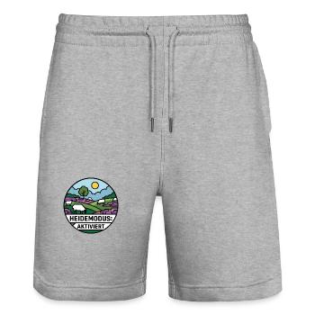Lüneburger Heide Heidemodus Aktiviert  - Stanley/Stella Unisex Bio Joggingshorts Trainer  - Grau meliert - Vorne - Nik (191cm) & Marisol (170cm)