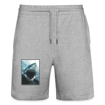 Sharks Shark - Stanley/Stella Trainer Unisex Organic Jogging Shorts - heather grey - Front - Nik (191cm) & Marisol (170cm)